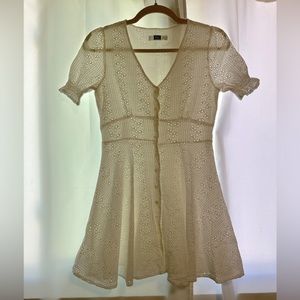 Button Down mini dress with White floral details